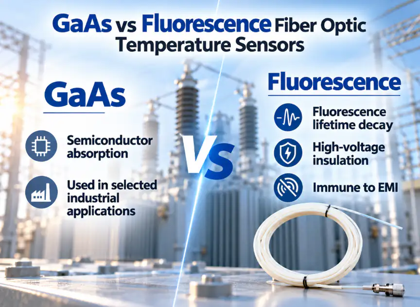 GaAs and fluorescence fiber optic temperature sensor comparison diagram