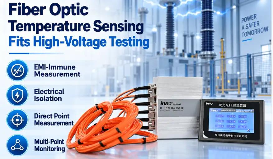 Fiber optic temperature sensing equipment for high-voltage testing