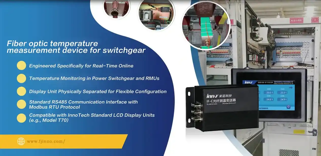 Fiber optic temperature measurement system for switchgear